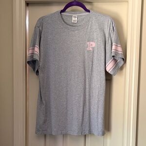 PINK Gray T‑Shirt with Pink Accents